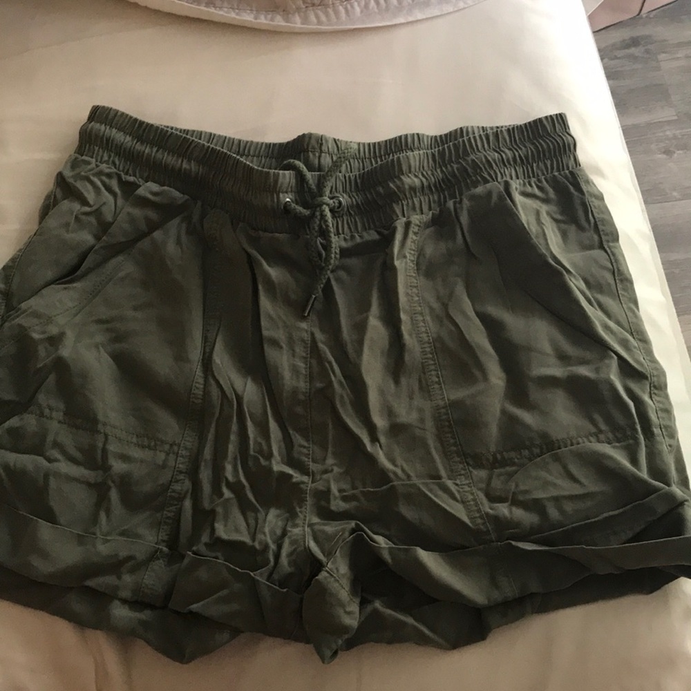 Olive drawstring shorts